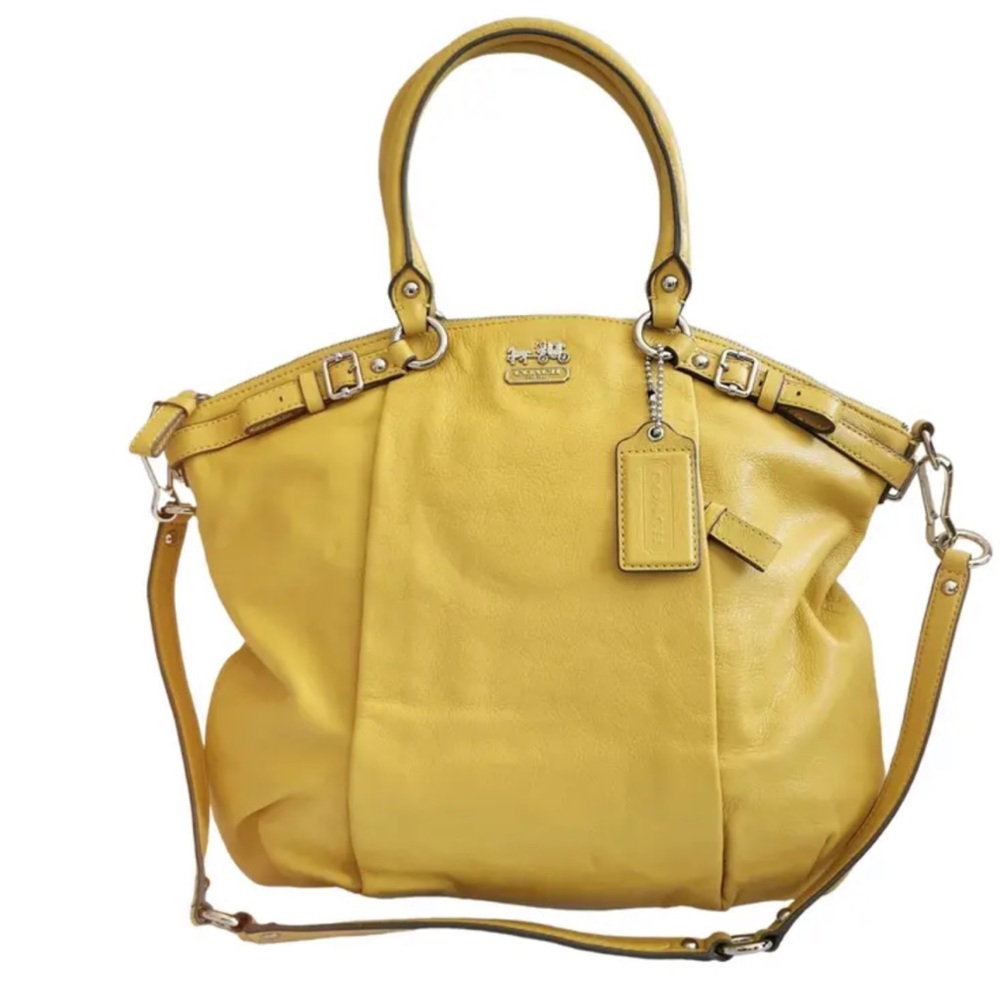 Coach Madison Leather Yellow Lindsey Satchel.